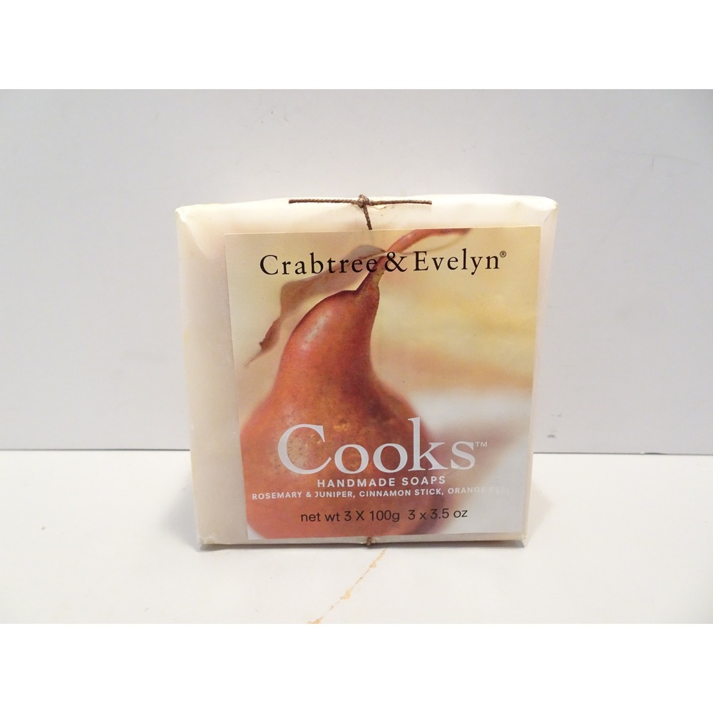 Crabtree & Evelyn Cooks Handmade Soaps 3 Pack Rosemary Cinnamon Orange 10.5oz